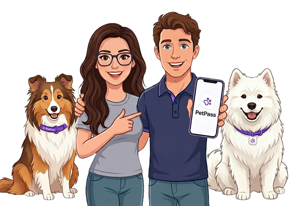 Cão e gato felizes com o app PetPass